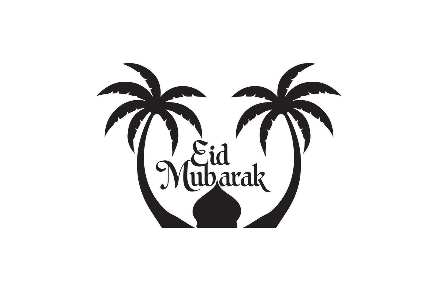 Eid Mubarak Typography Art design. Eid Mubarak sign, wish greeting, banner, sticker, card, poster, illustration stock in white background. vector