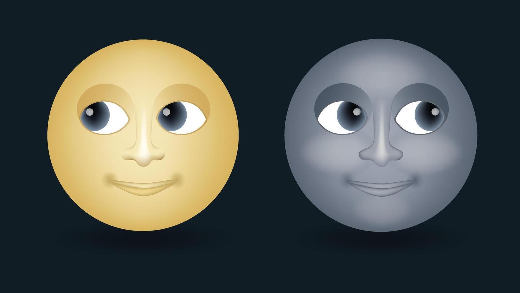 Full moon face emoji isolated on dark background vector