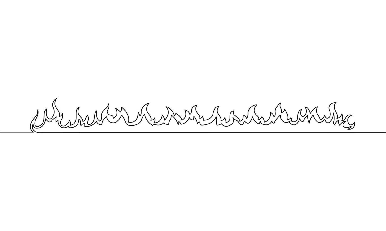 Continuous One line drawing of flames against a white background. vector
