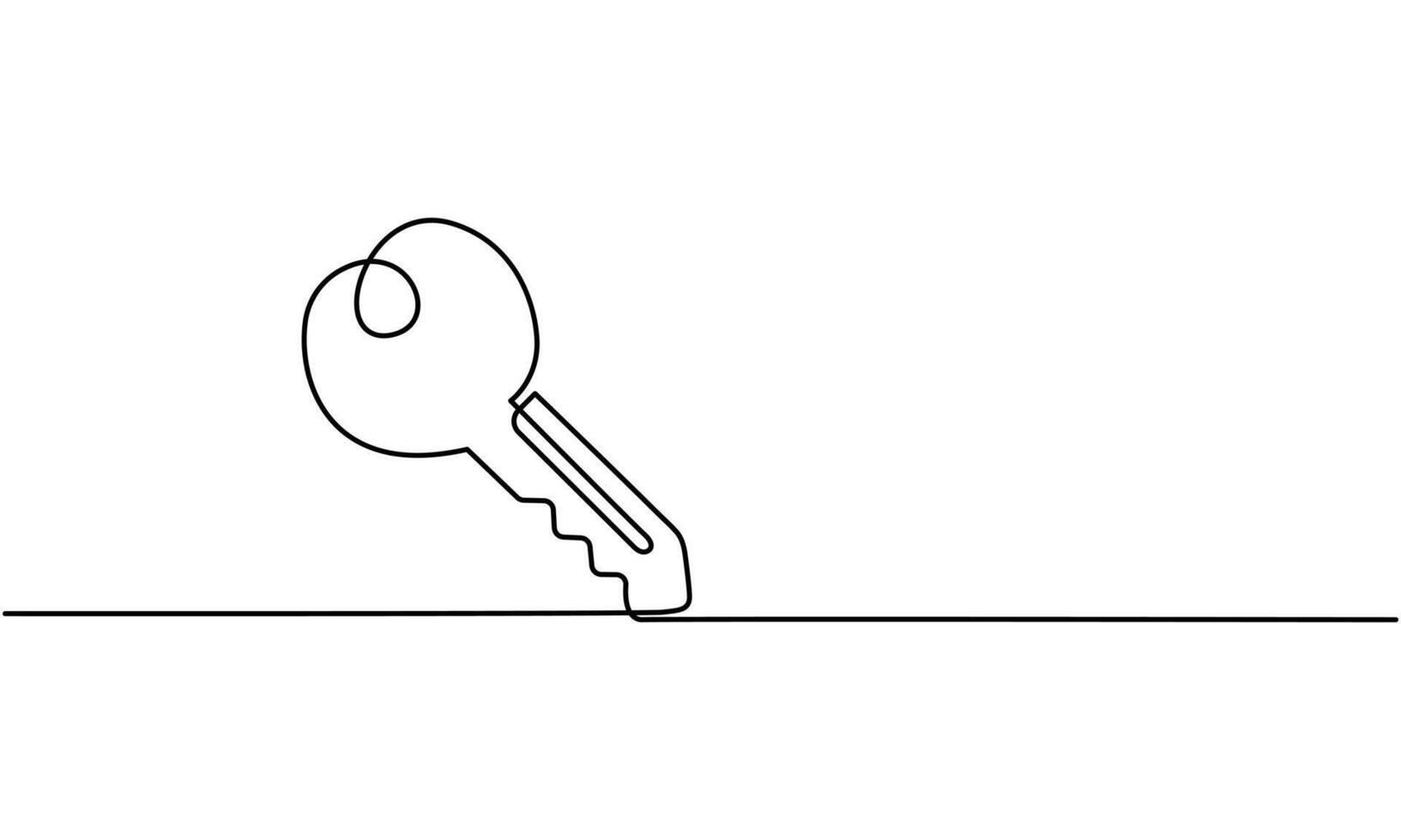 Continuous One line drawing of a key, perfect for real estate or security concepts. vector