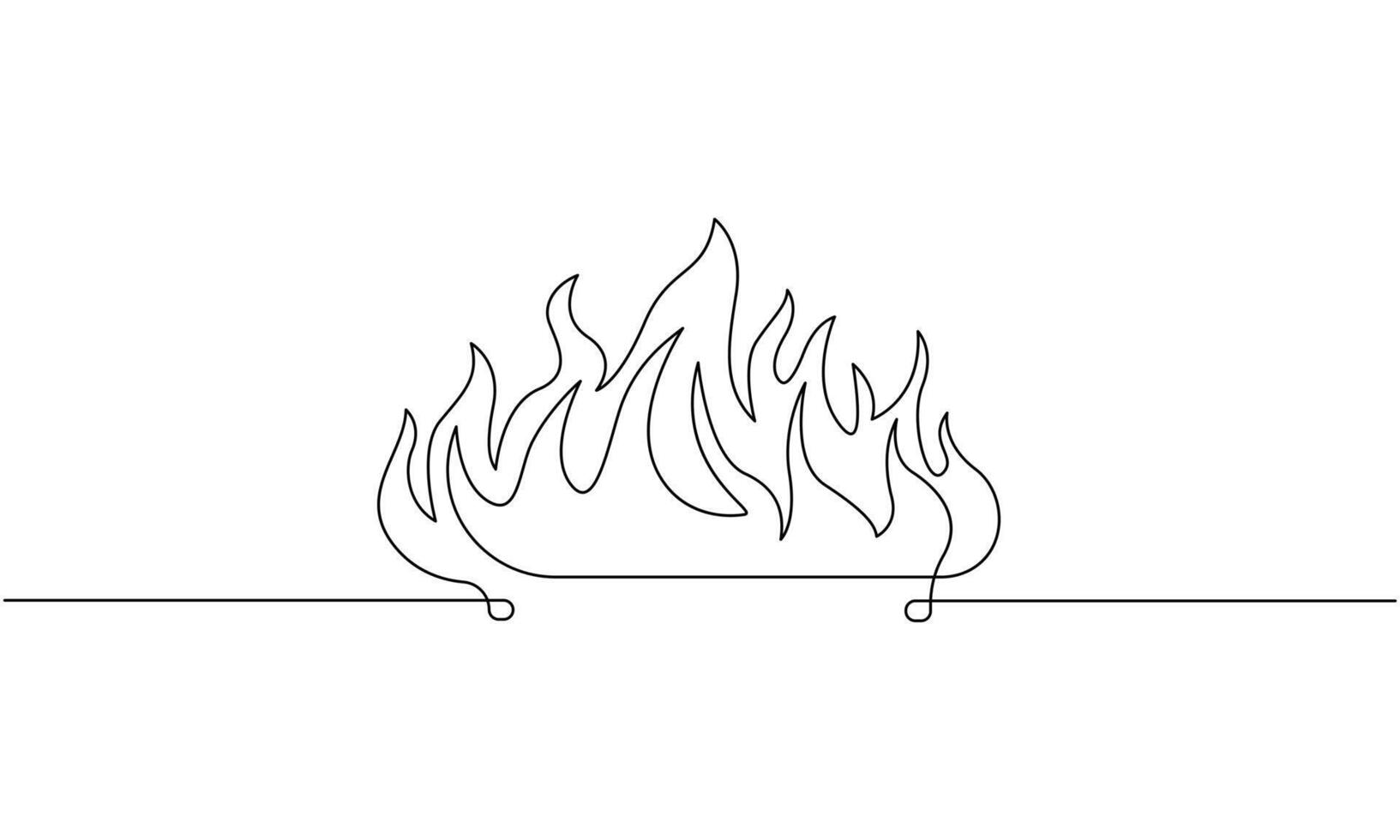 Continuous Single Line Art of a Flaming Fire vector