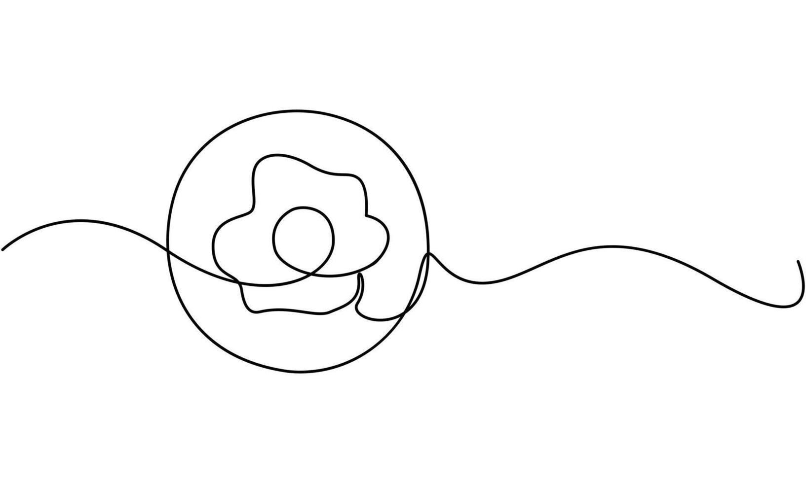 Continuous Single line art of an egg on Circle. vector