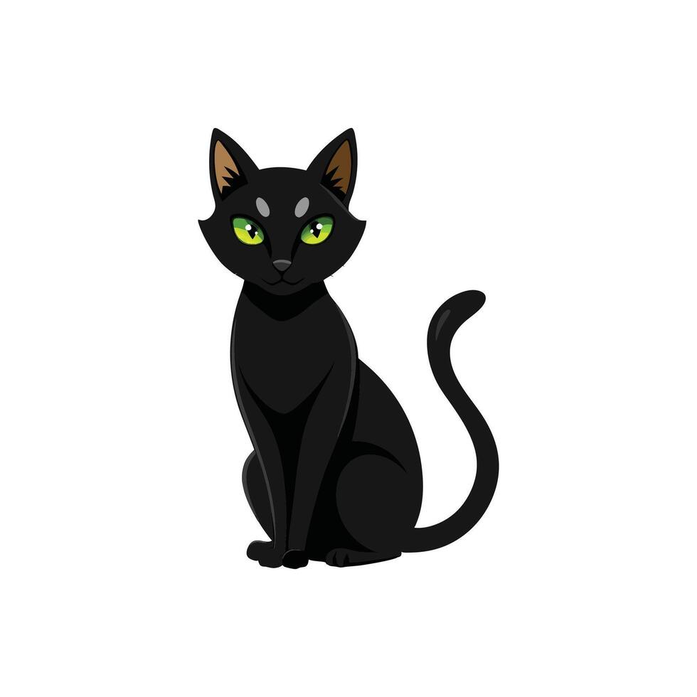 Elegant Black Cat with Piercing Eyes vector