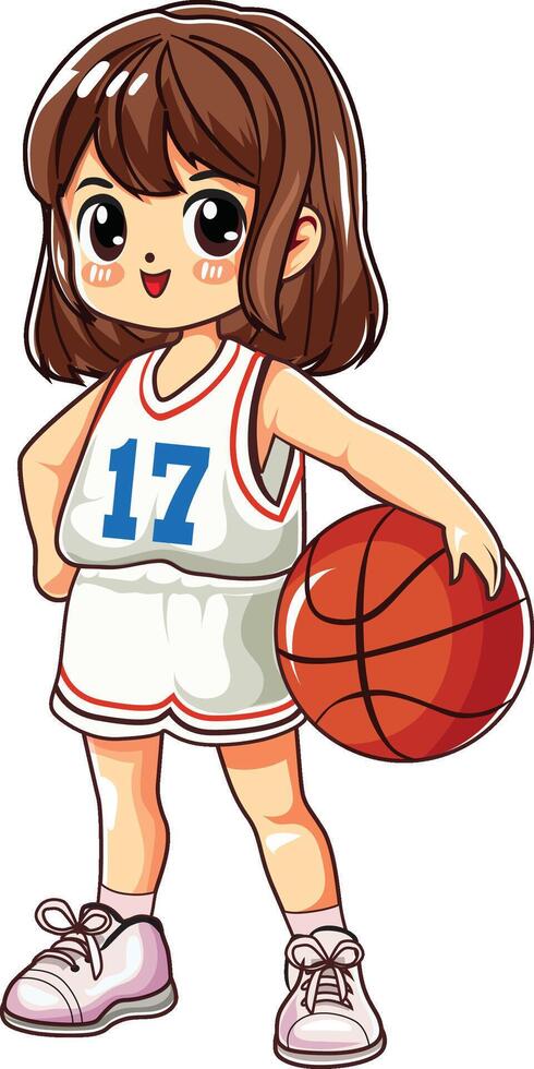 cartoon cute basketball sport girl vector