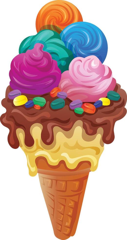 colorful ice cream icon illustration vector