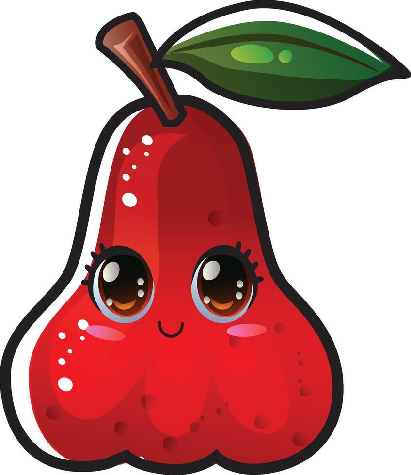 gradient smiling rose apple cartoon sticker vector