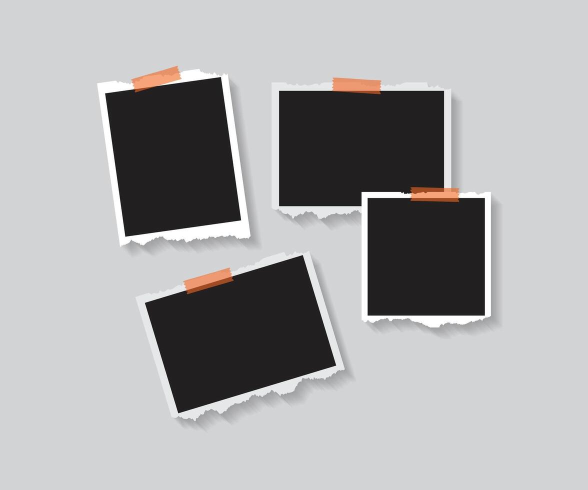 Photos frame collage and digital photo vector