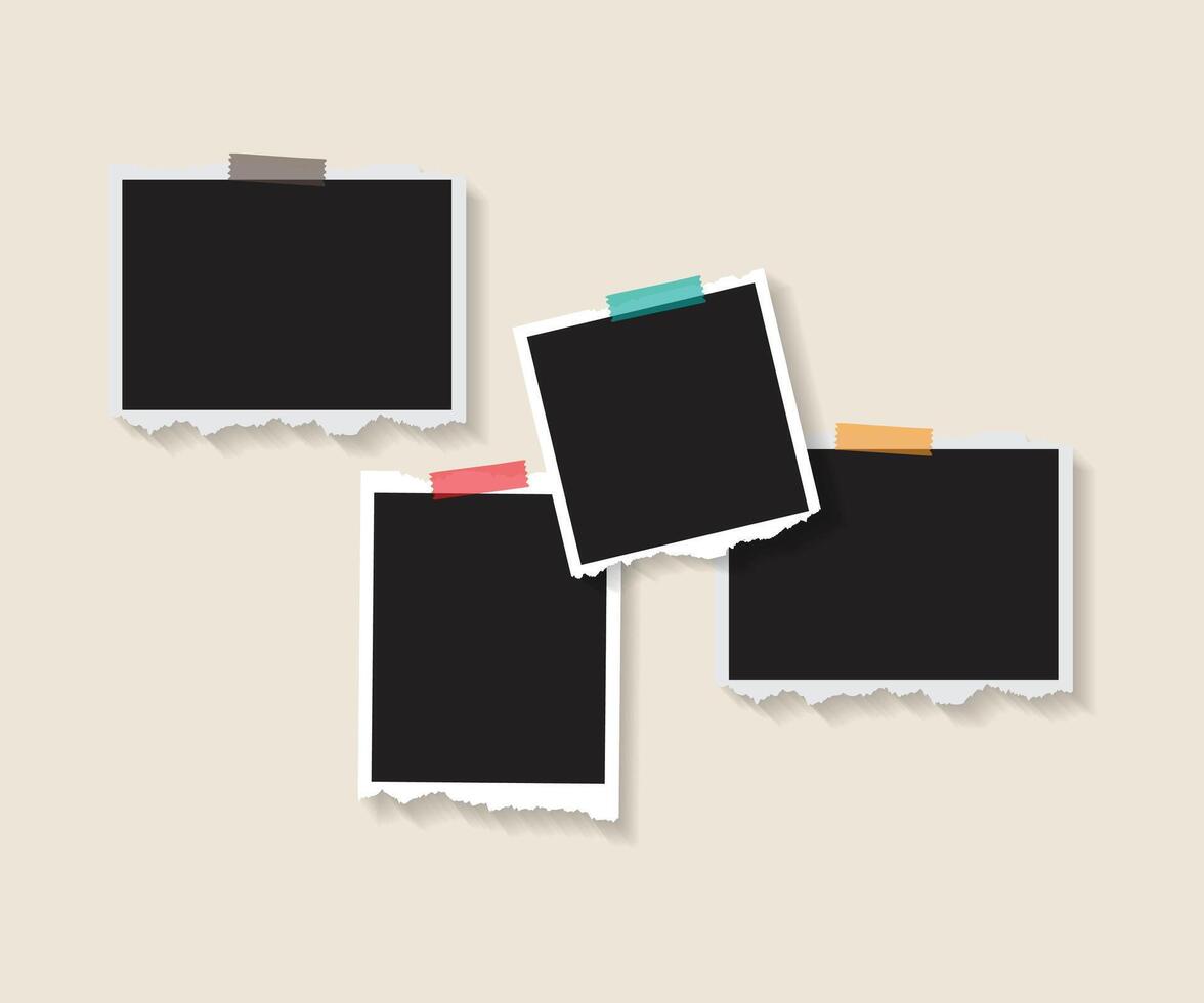 Pictures or photos frame collage. comics page grid layout abstract photo frames vector