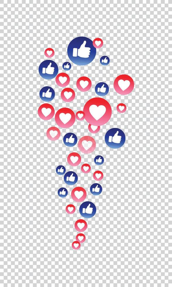 Thumbs up and hearts down for stories and live streaming vector