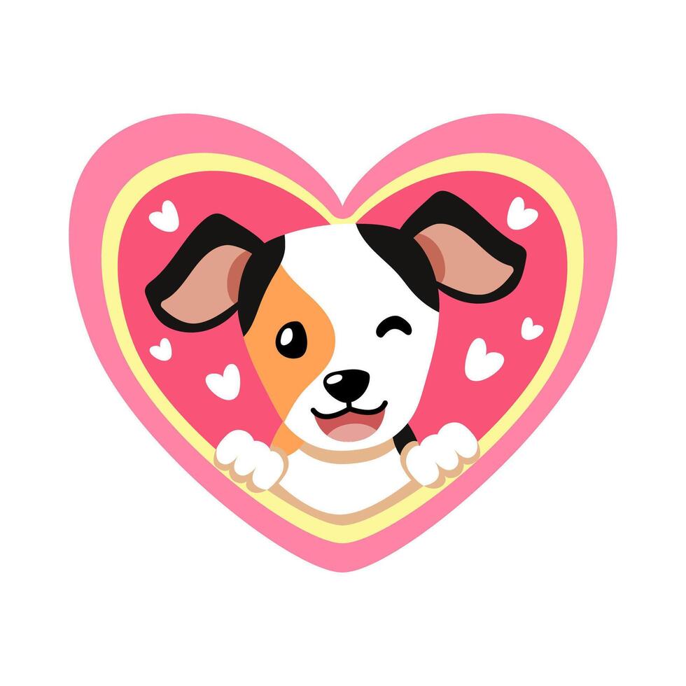 cartoon valentine cute dog with a big heart for design. vector