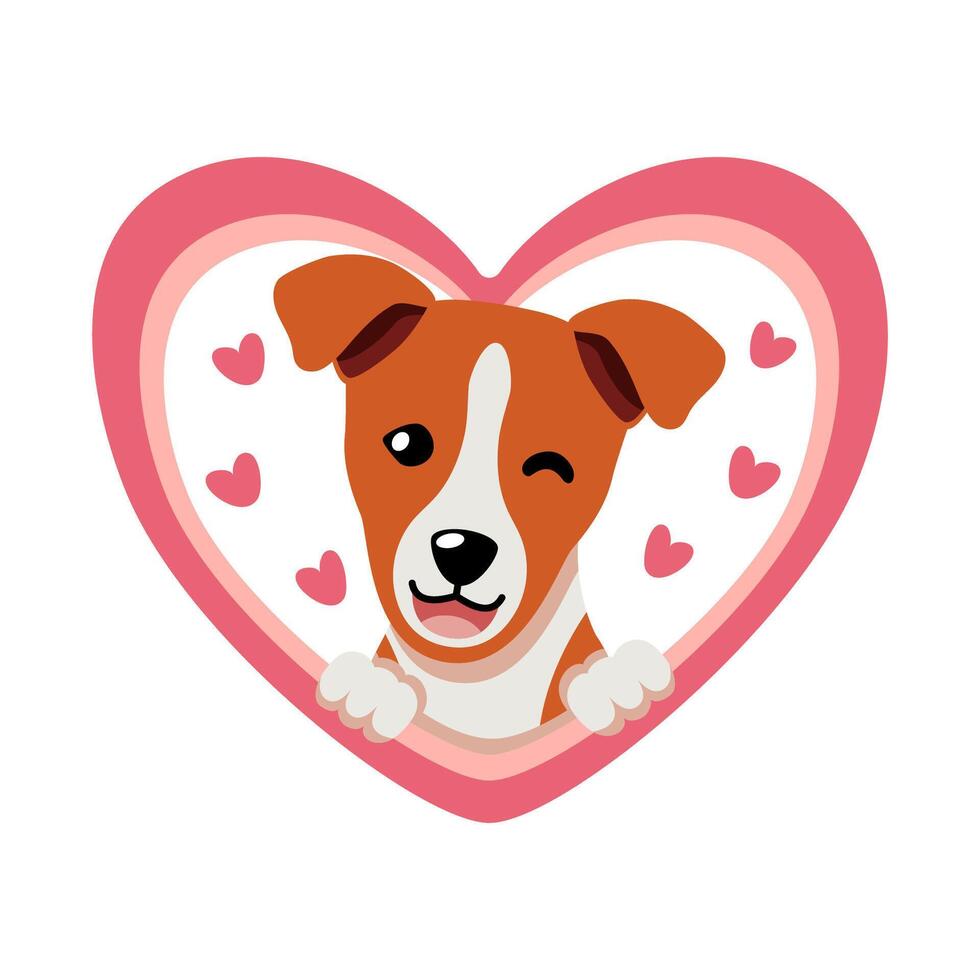 cartoon valentine cute basenji dog with big heart vector