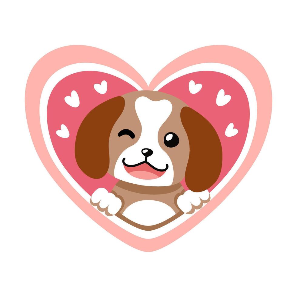 cartoon valentine a dog with big heart vector