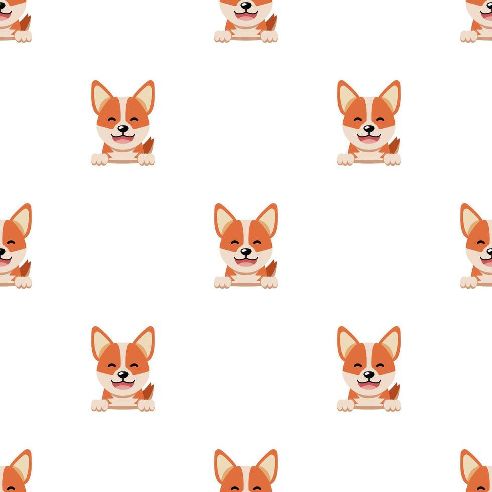 cartoon character cute corgi dog seamless pattern background vector
