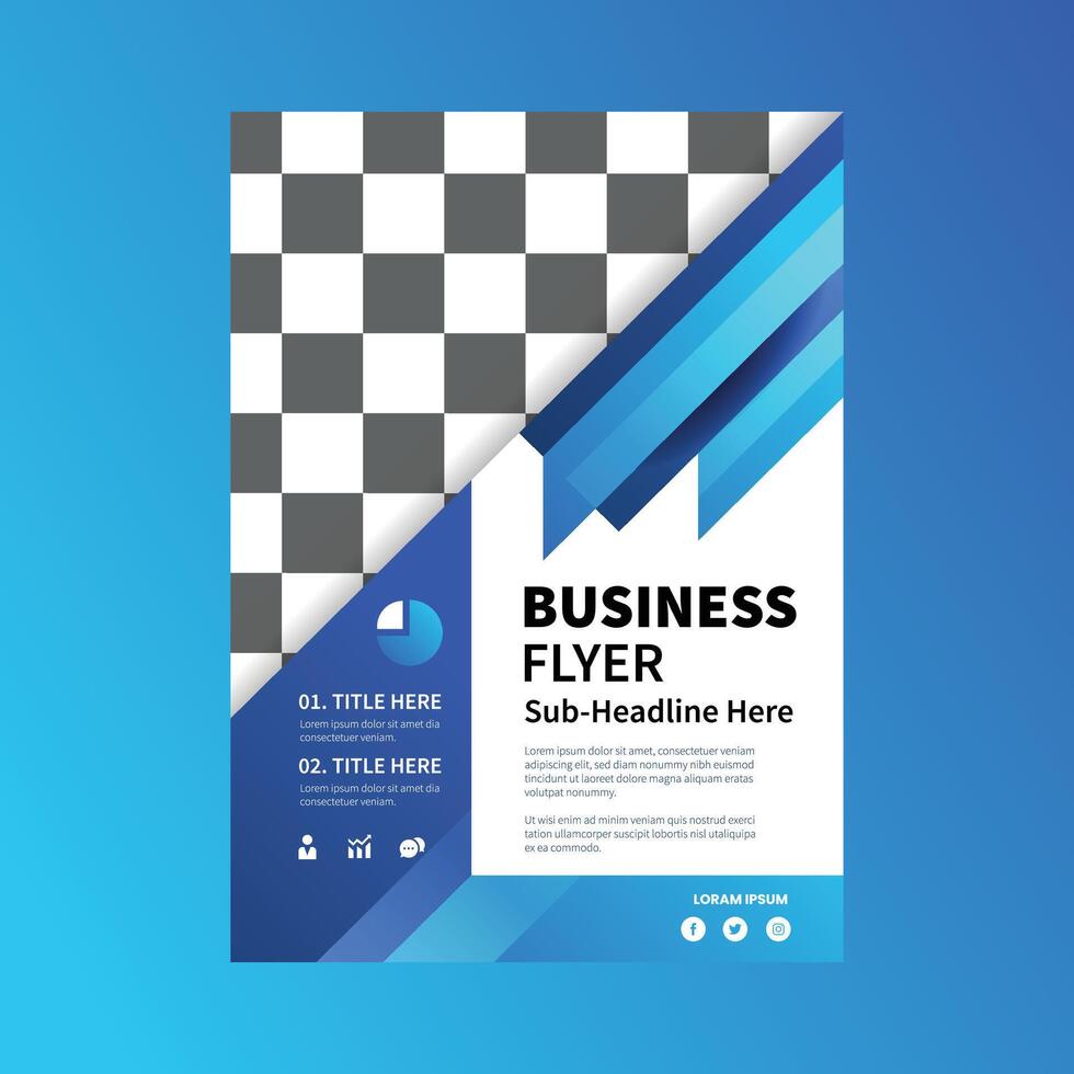 Business flyer print template blue and white design vector
