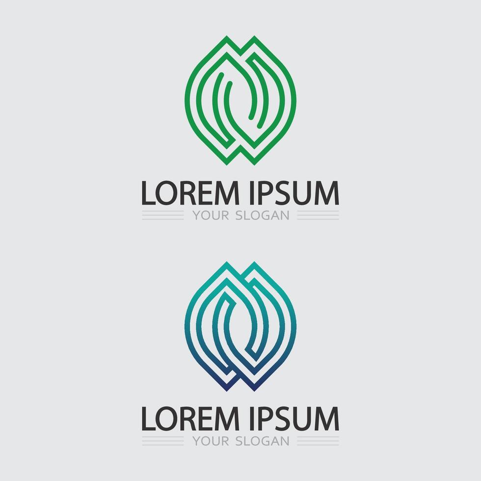 nature icon and green logo design tree and leaf vector