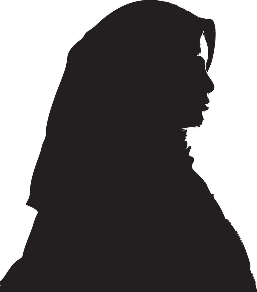 Silhouette of a woman wearing a hijab in profile vector