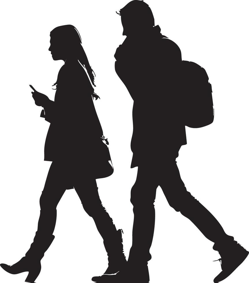 Silhouettes of a man and woman walking vector