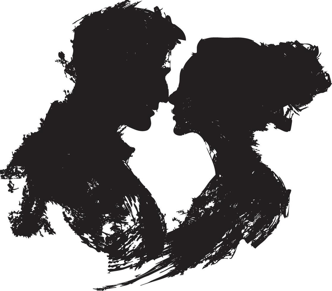 Romantic couple silhouette in artistic brush strokes Description Copy Edit vector