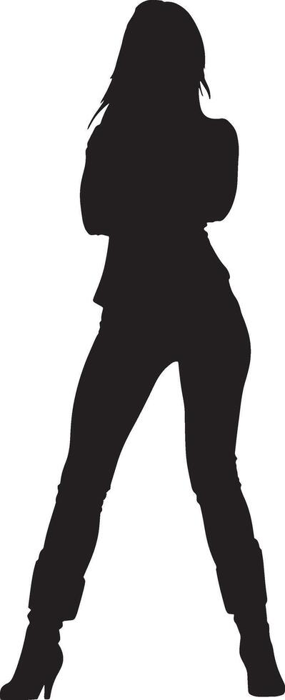 Confident woman silhouette in stylish pose vector