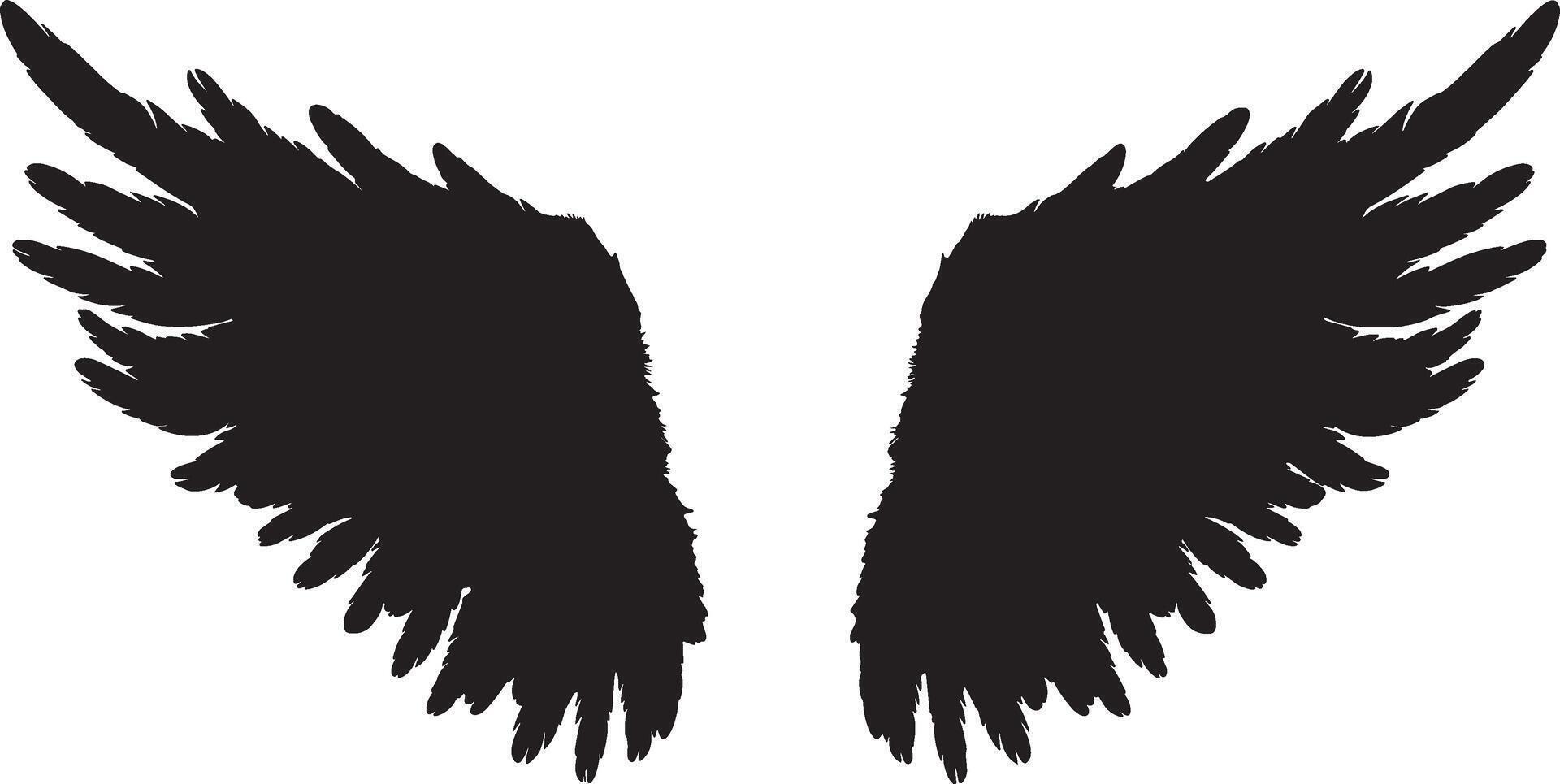 black silhouette of angel wings vector