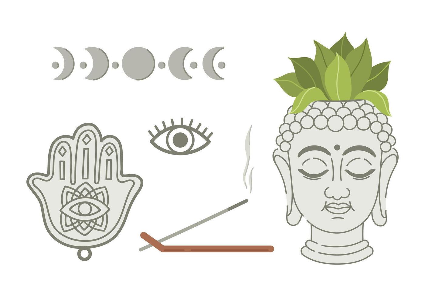 Set of Buddhist elements for design, printing, posters and banners. vector