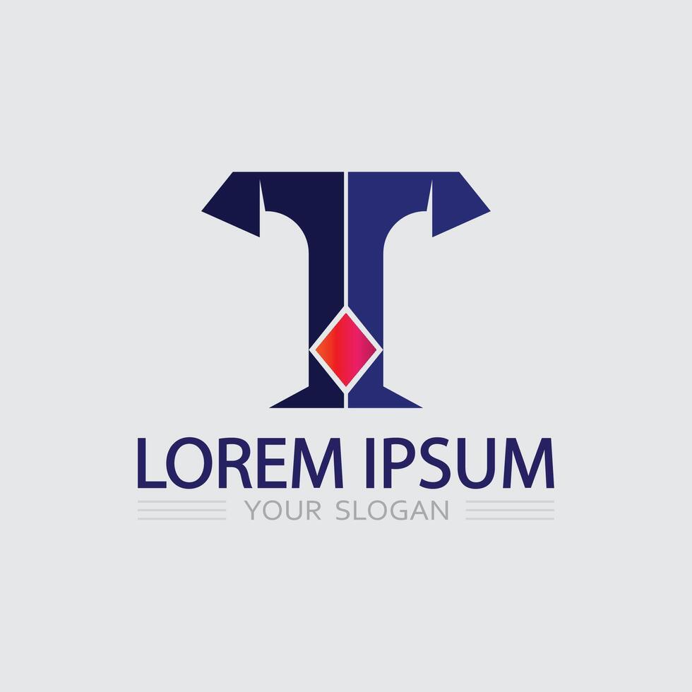 letter T logo image and font T design graphic style vector
