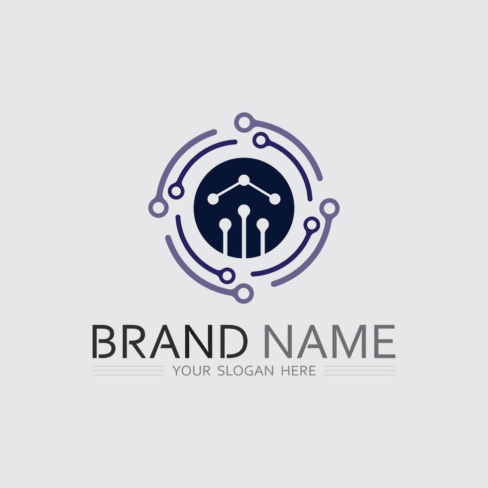 Tech gear logo design template Technology Logo Template Design vector