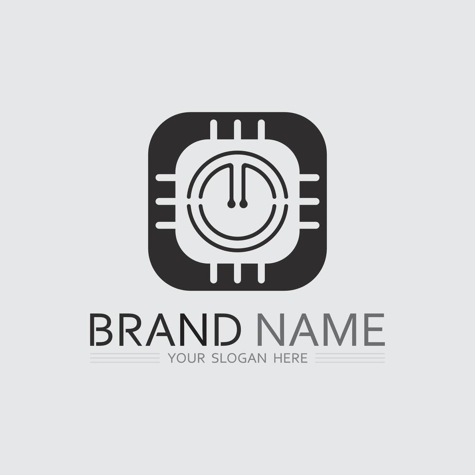 Tech gear logo design template Emblem Design Concept, Creative Symbol vector