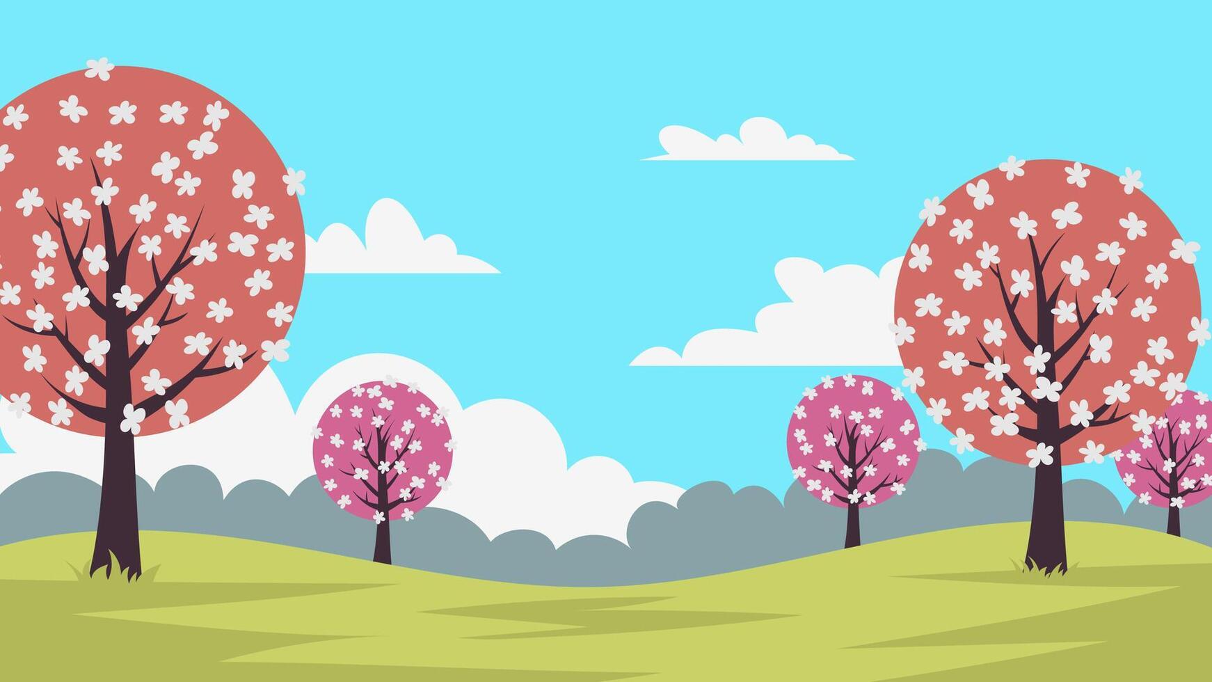 Spring landscape with trees. Seasonal background vector