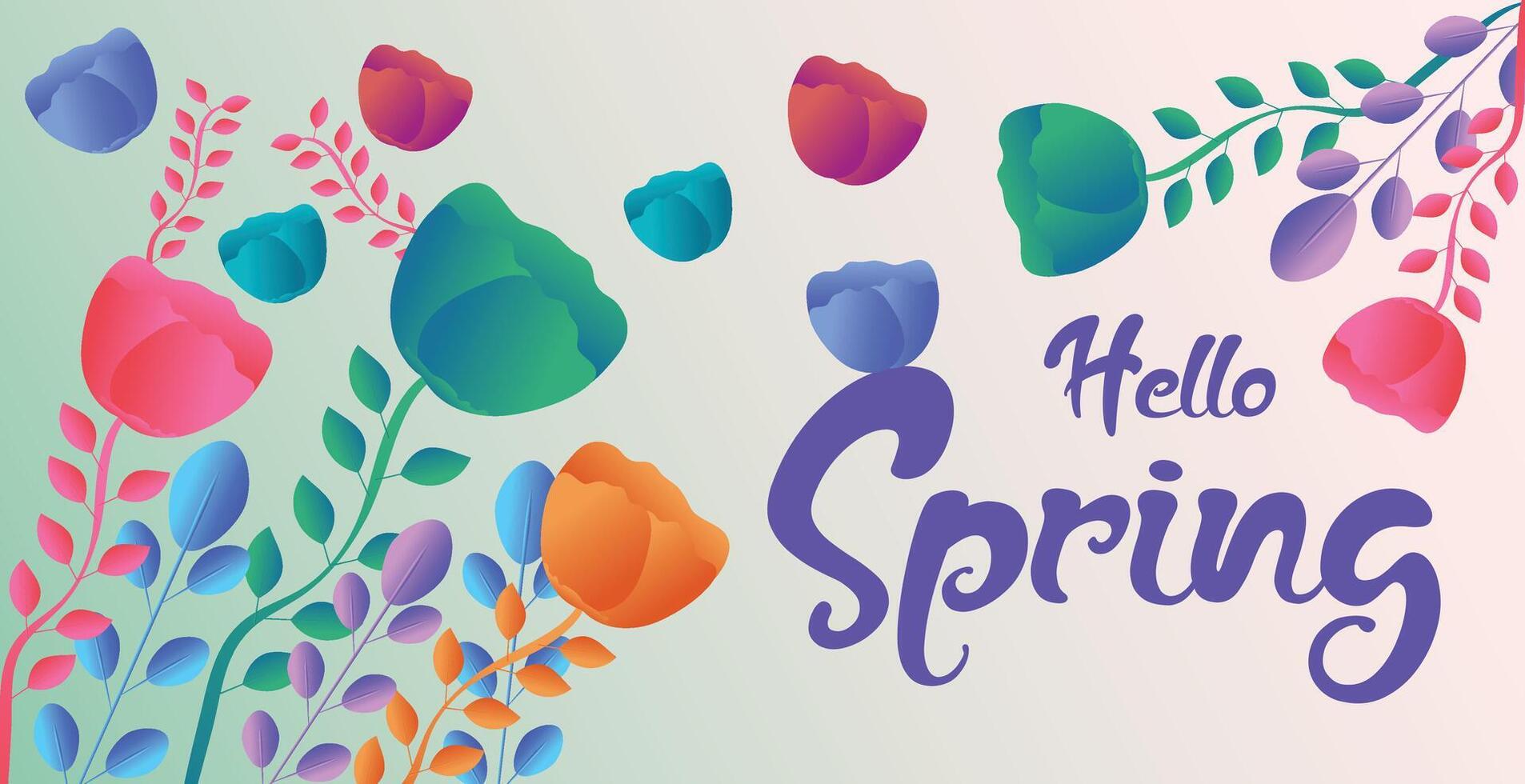 Playful and colorful spring floral design with a mix of abstract petals and leaves, artistic hand-drawn style, perfect for seasonal designs vector