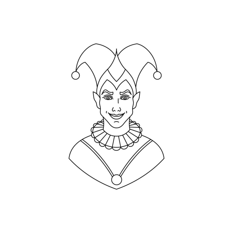 Line art style jester icon on white background. vector