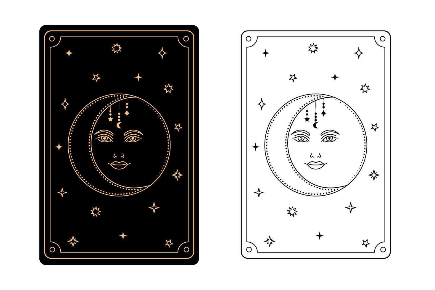 Tarot card moon. The major arcana of a deck of tarot cards. vector