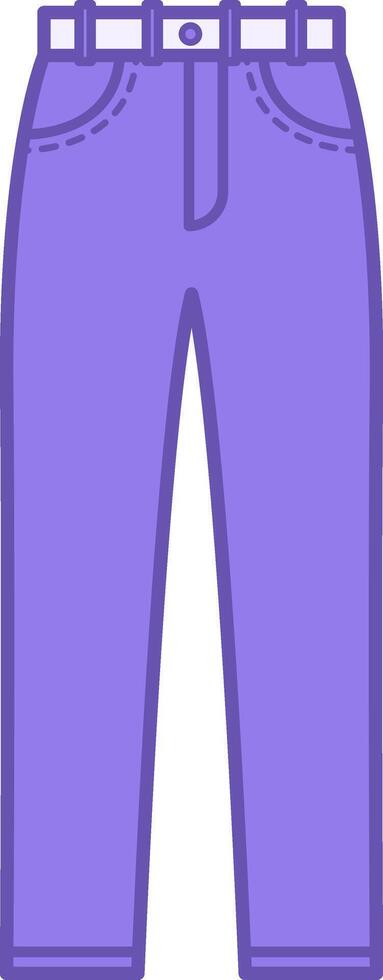 Colored Pants Icon. Design. Outerwear Covering Legs. Jeans with Belt. Clothing Concept vector