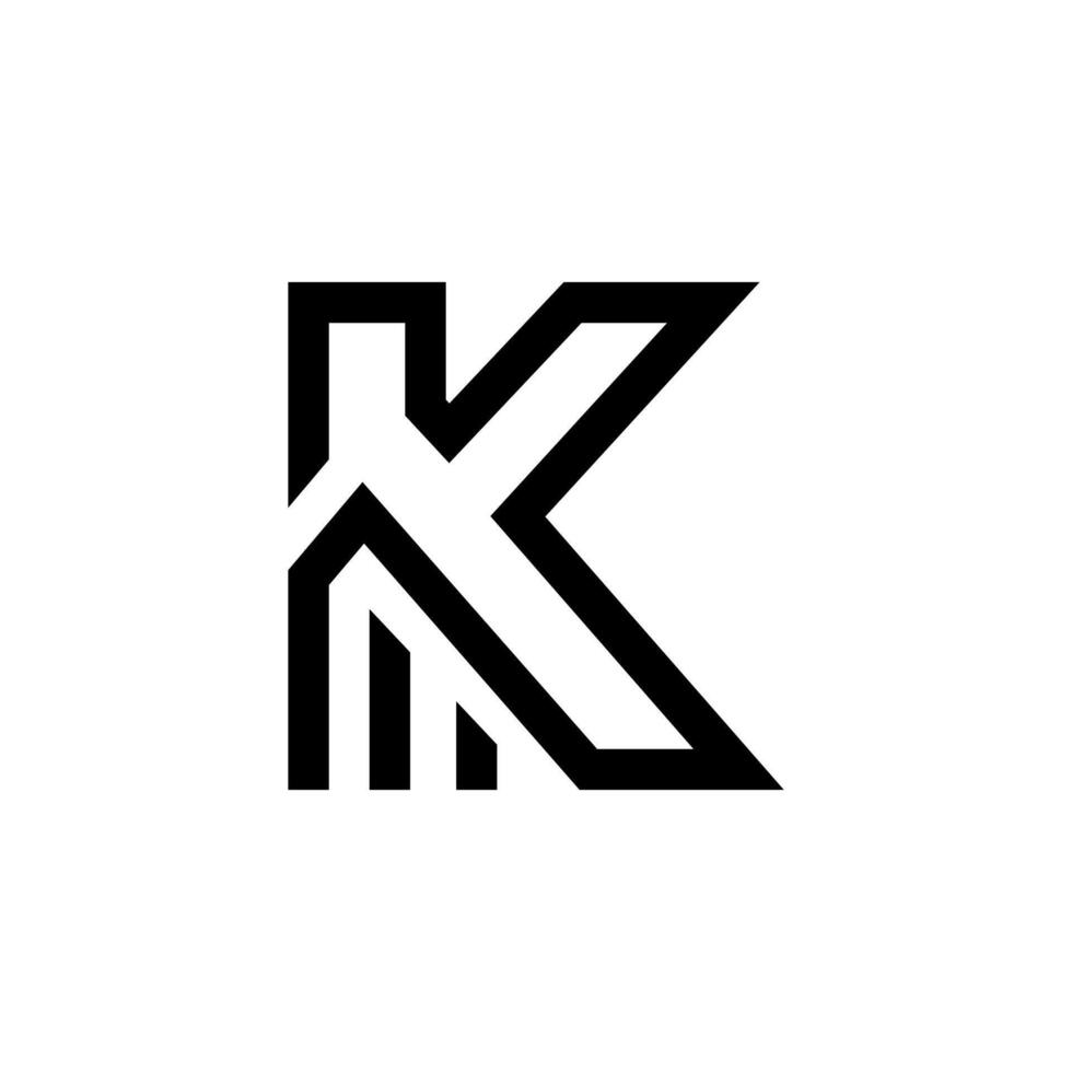 Letter Km or Mk creative line art designs with initial modern shape typography monogram logo vector