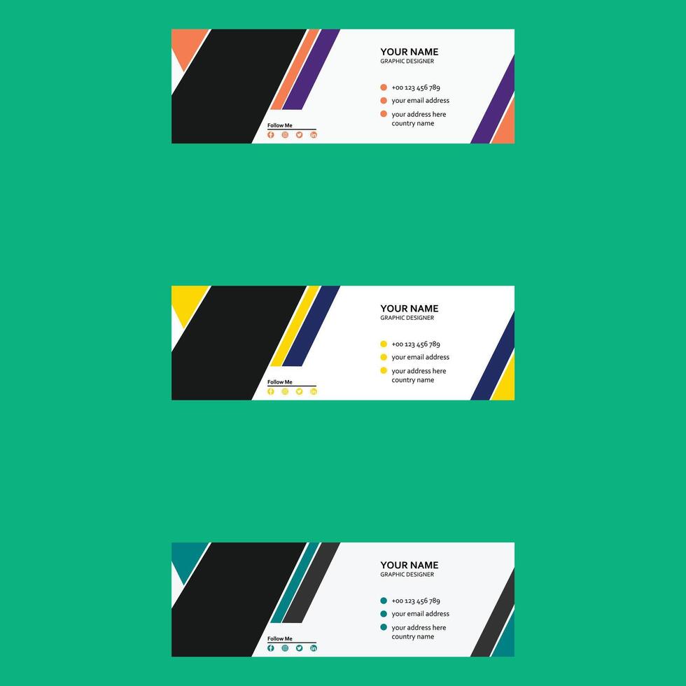 Corporate email signature or email footer minimal flat template. Creative business email signature template. vector