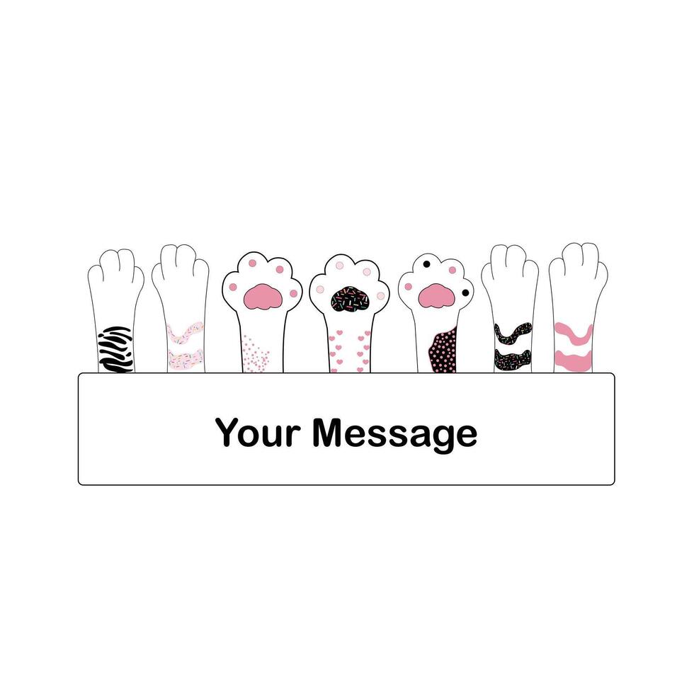 Lovely cat or dog raised paws horizontal blank holding up sign with space for your message vector