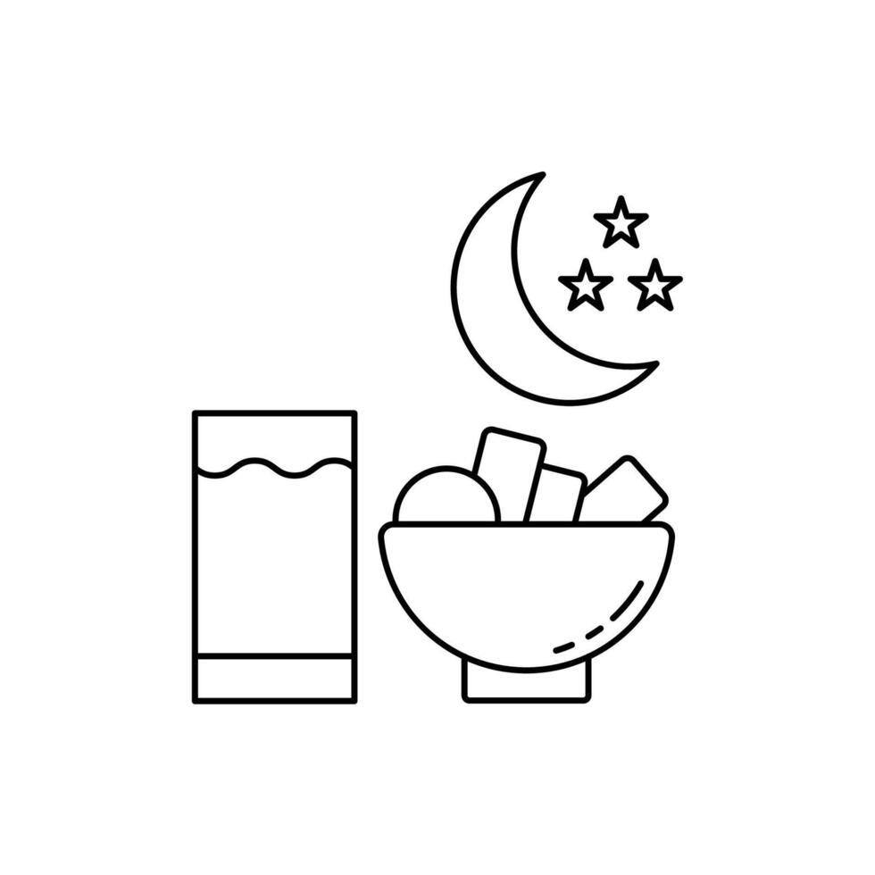 Iftar food concept line icon..Containing muslim, ramadan, food, islam, celebration, religion, islamic vector