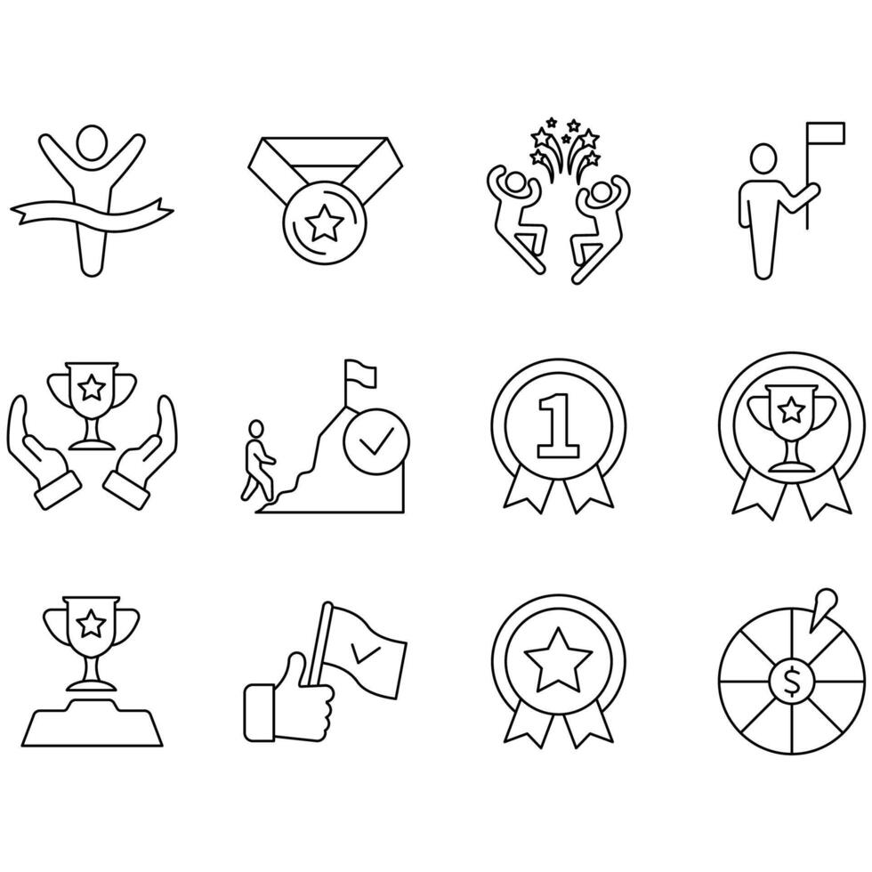 winner icons set.. Set of editable stroke icons.Set of winner vector