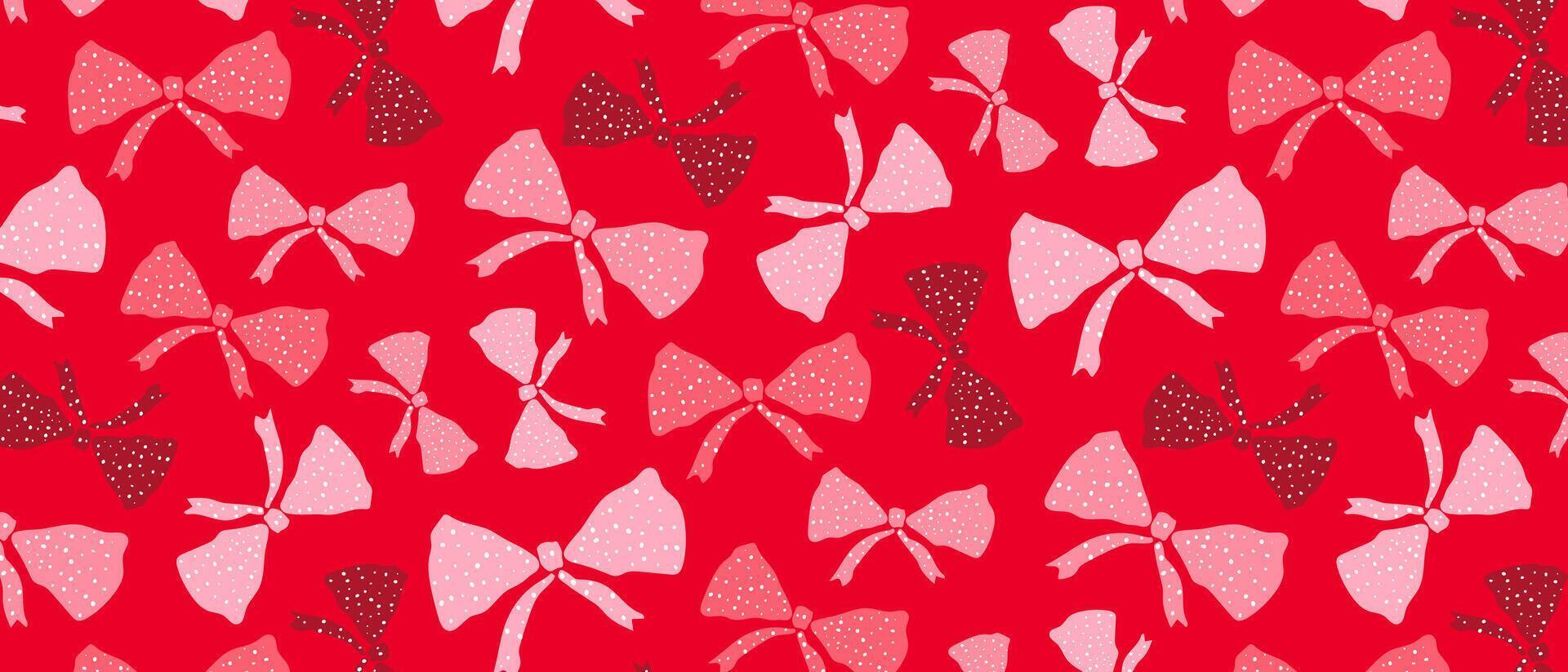 Bright seamless background with polka dot bows. Red polka dot bows. vector