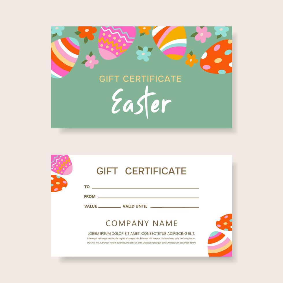 Gift certificate for Easter. Easter certificate template. vector