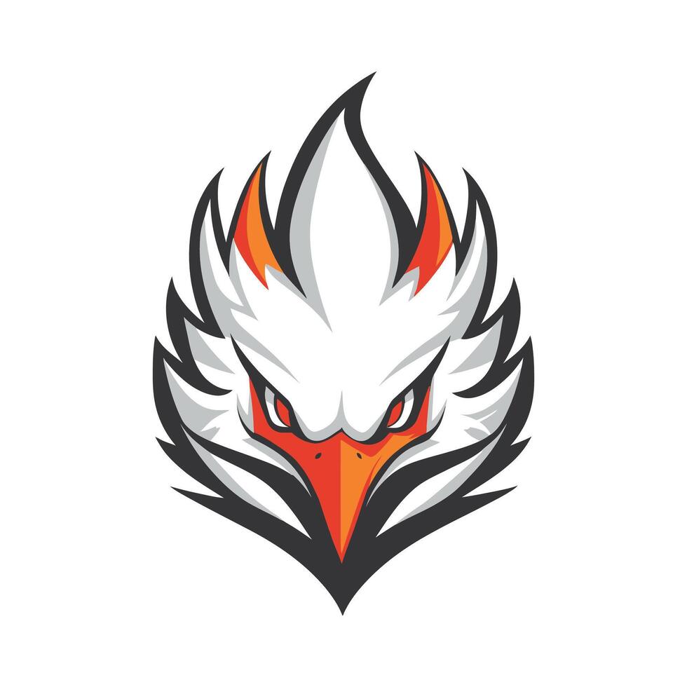 An eagle head with orange and white feathers vector