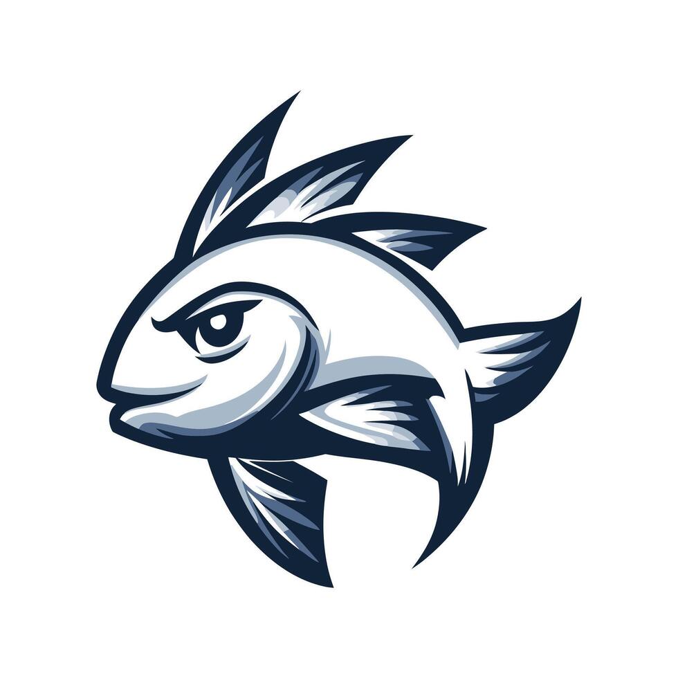 A fish head with a black and white design vector