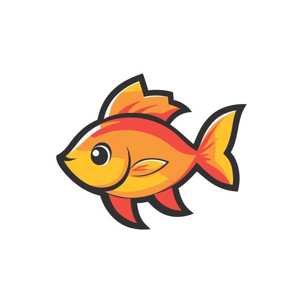 A cartoon fish with orange and yellow colors vector