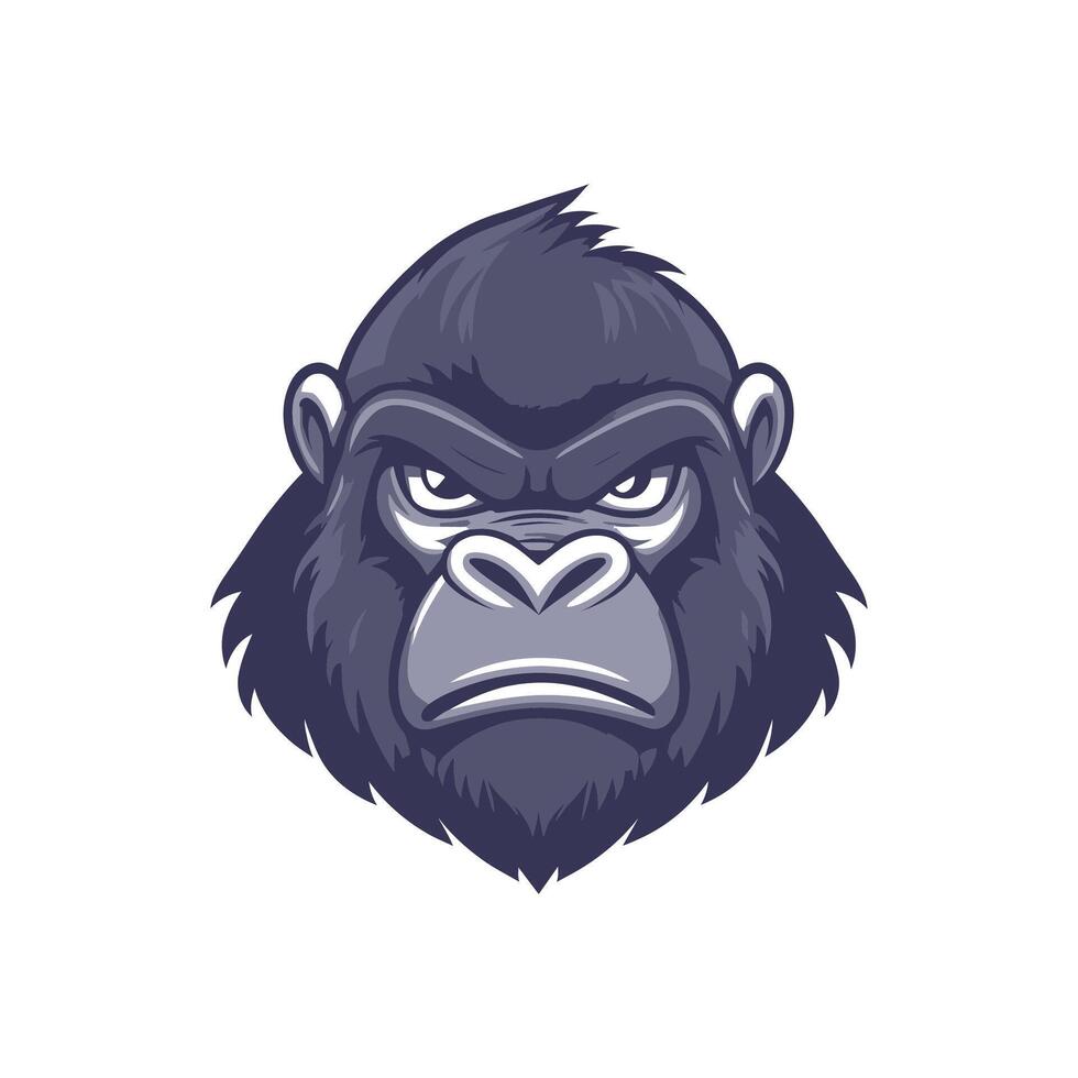 An angry gorilla head on a white background vector