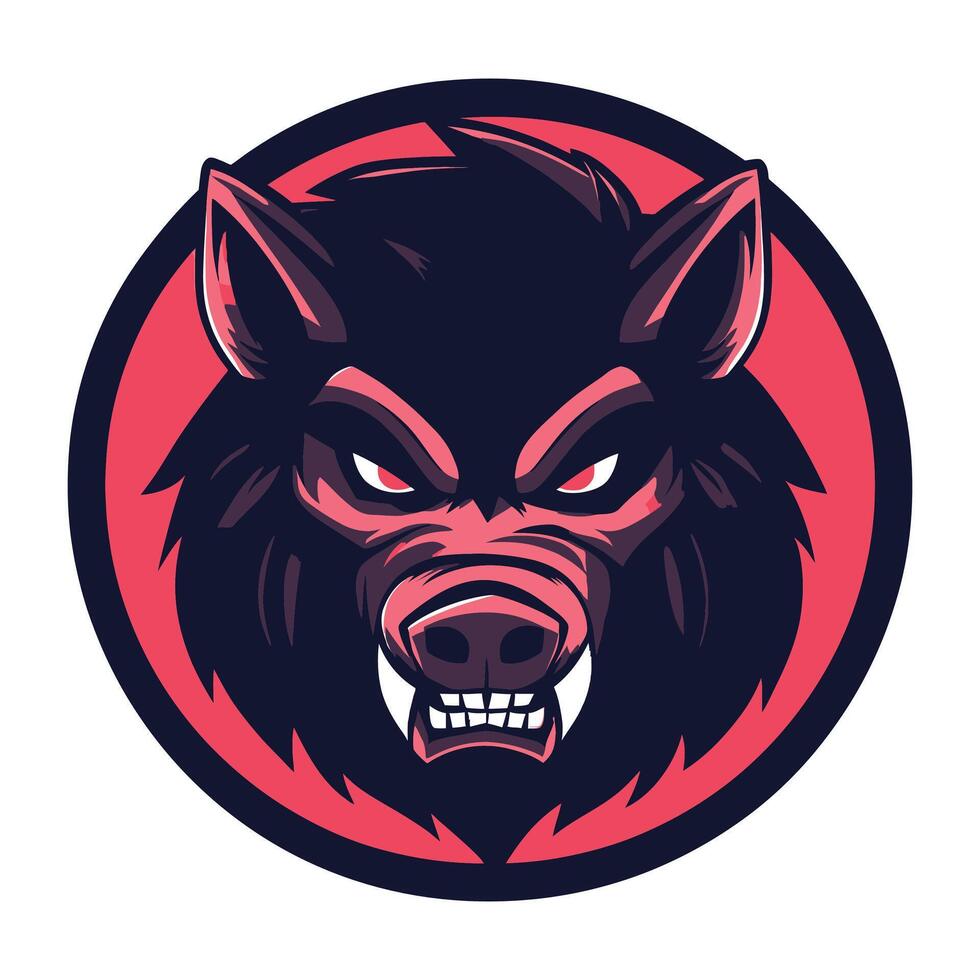 The head of a wolf in a red circle vector
