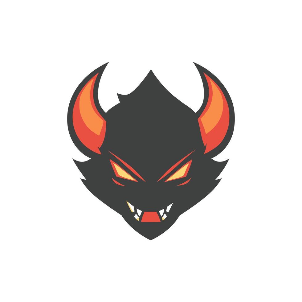 A black and orange devil head with horns vector