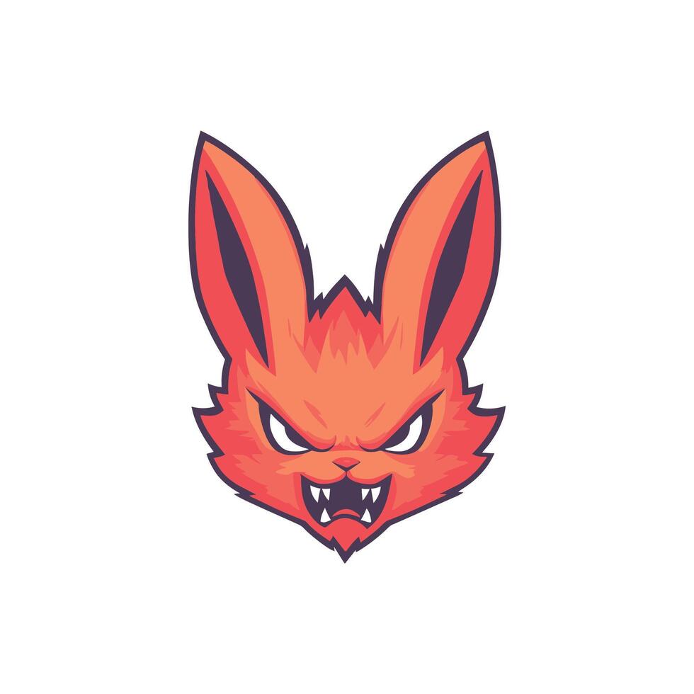 An orange rabbit head with fangs and claws vector