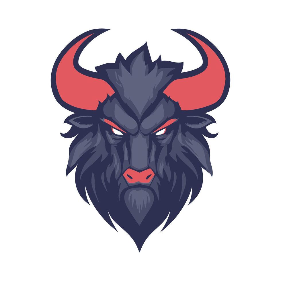 The head of a bison with horns vector