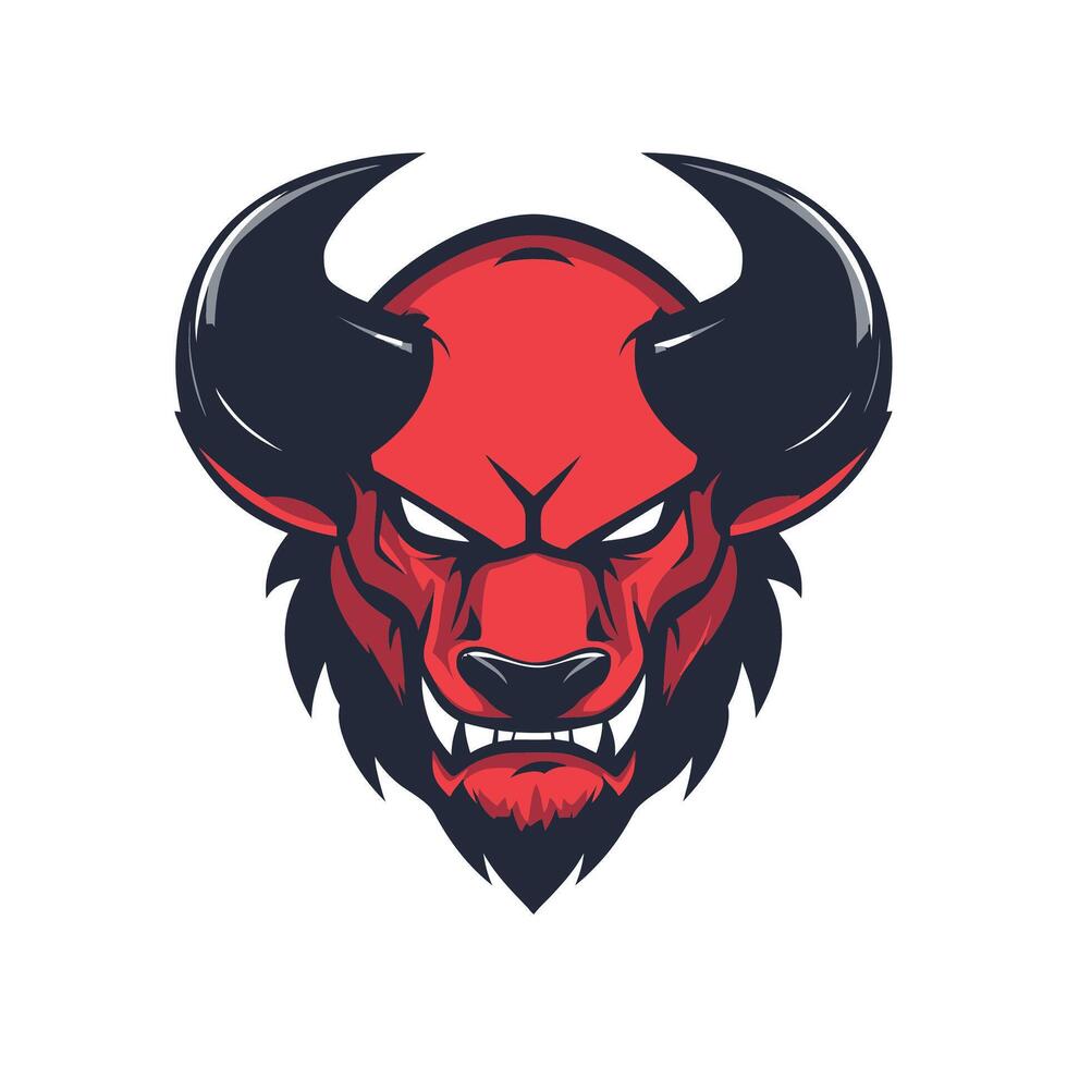 A red bull head with horns on it vector