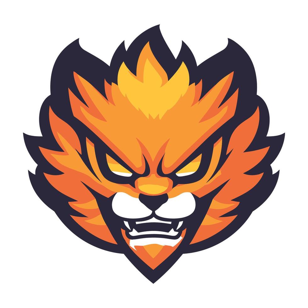 An orange and black tiger head with a fierce look vector
